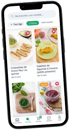 Liste de recettes de l'application Cuisinez pour Bébé